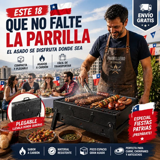Parrilla Plegable Portátil 🔥 | Este 18, el Asado Va Contigo